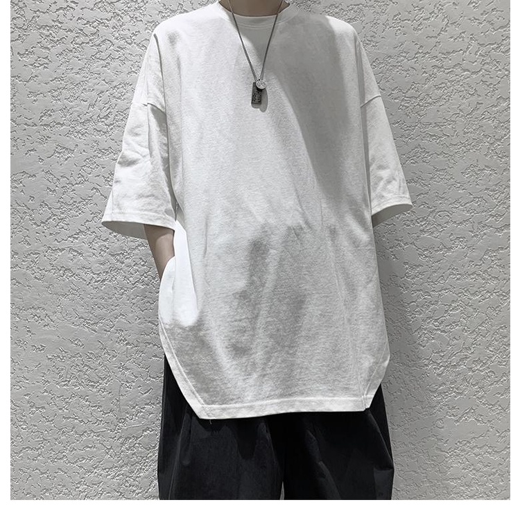 Áo Thun Nam Tay Ngắn Xẻ Tà Phong Cách Yohji Yamamoto Cao Cấp Niche Sense Six-Three