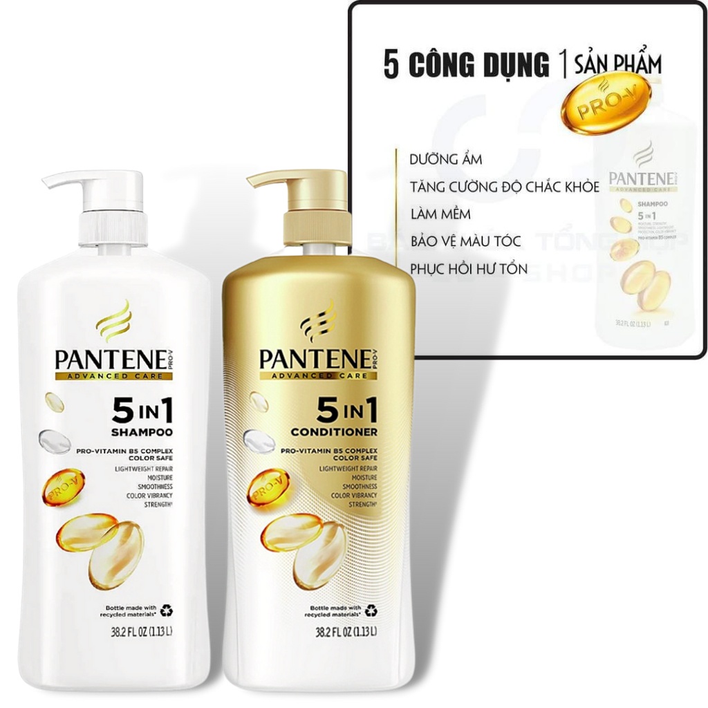 Bộ Dầu Gội + Xả Pantene Advanced Care 5in1, 2 x 1.13L của Mỹ