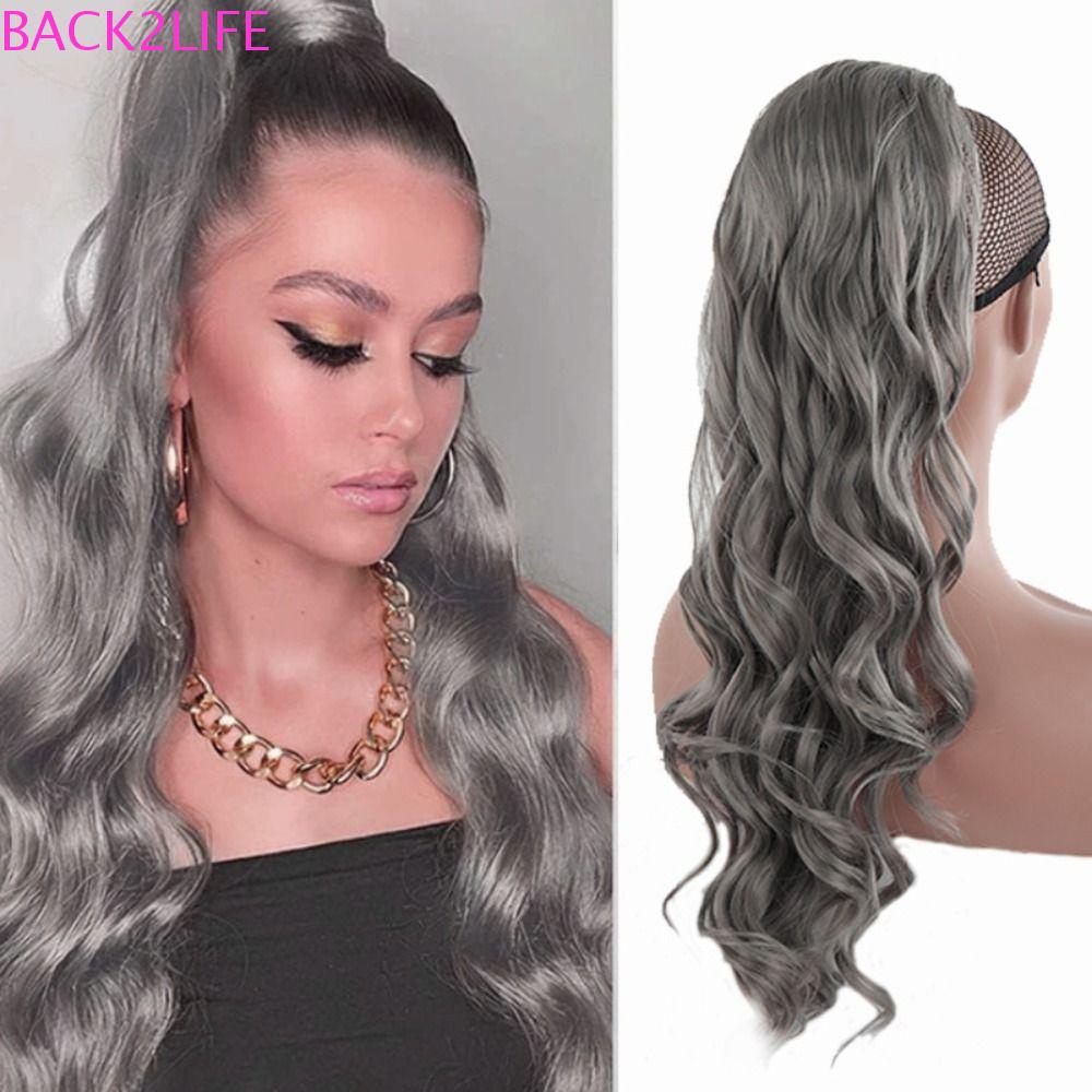 BACK2LIFE Tóc Giả Đuôi Ngựa Dài Xoăn Dày Tự Nhiên Màu Nâu