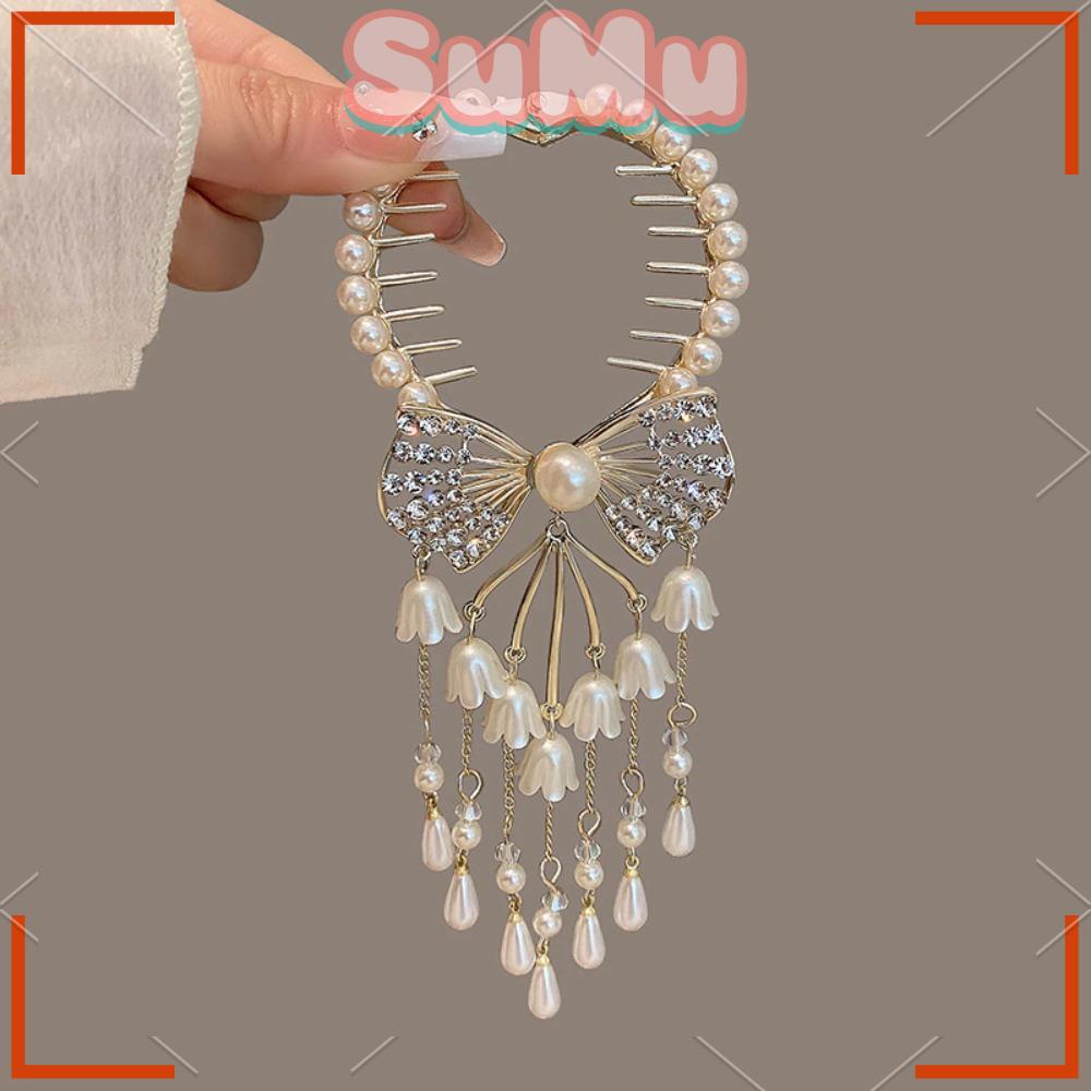 SUMU Kẹp Tóc Càng Cua Đính Đá Pha Lê Hình Hoa Phong Lan Thanh Lịch Cho Nữ