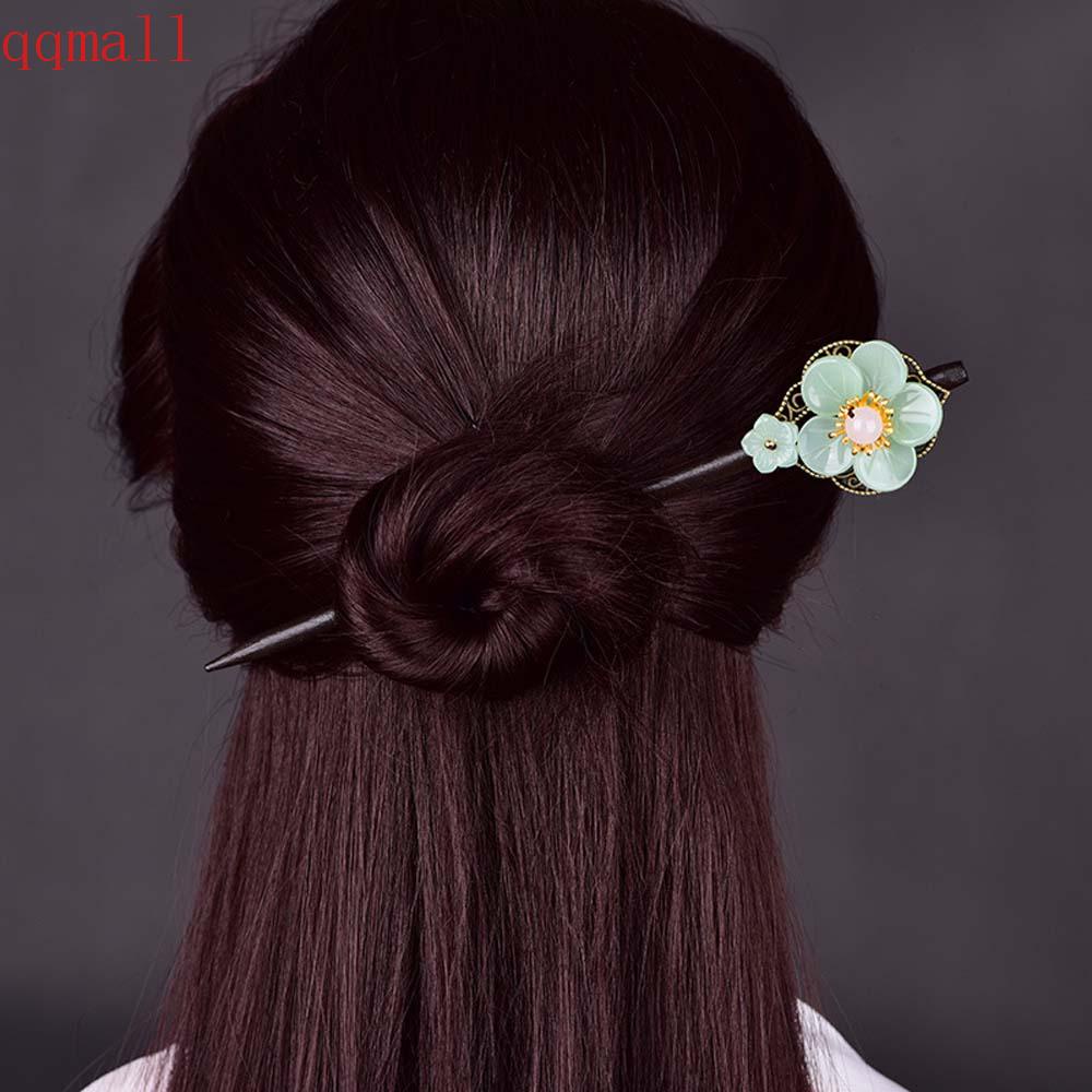 QQMALL Trâm Cài Tóc Hoa Tráng Men Phong Cách Cổ Điển Cho Nữ