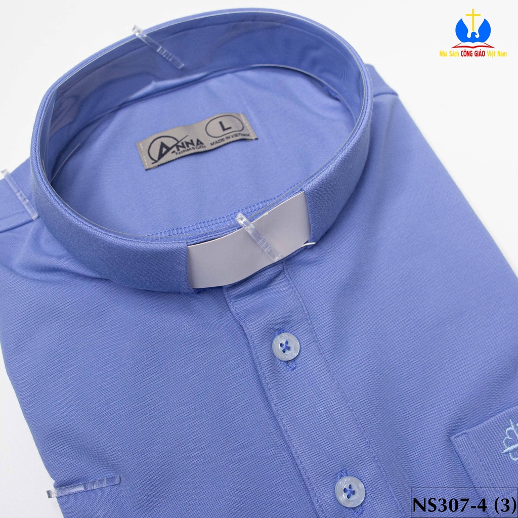 Áo thun cổ côn màu xanh lam đậm ngắn tay NS307-4 Quà tặng Công Giáo, Lễ quan thầy, truyền chức, sinh nhật cha xứ