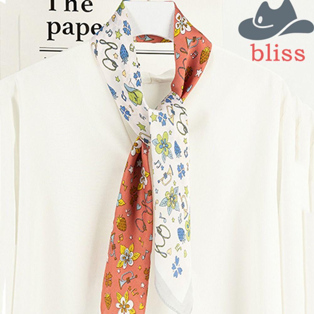 BLISS Khăn Choàng Cổ Hình Vuông Che Nắng In Họa Tiết Hoa Thời Trang Mùa Hè Dành Cho Nữ