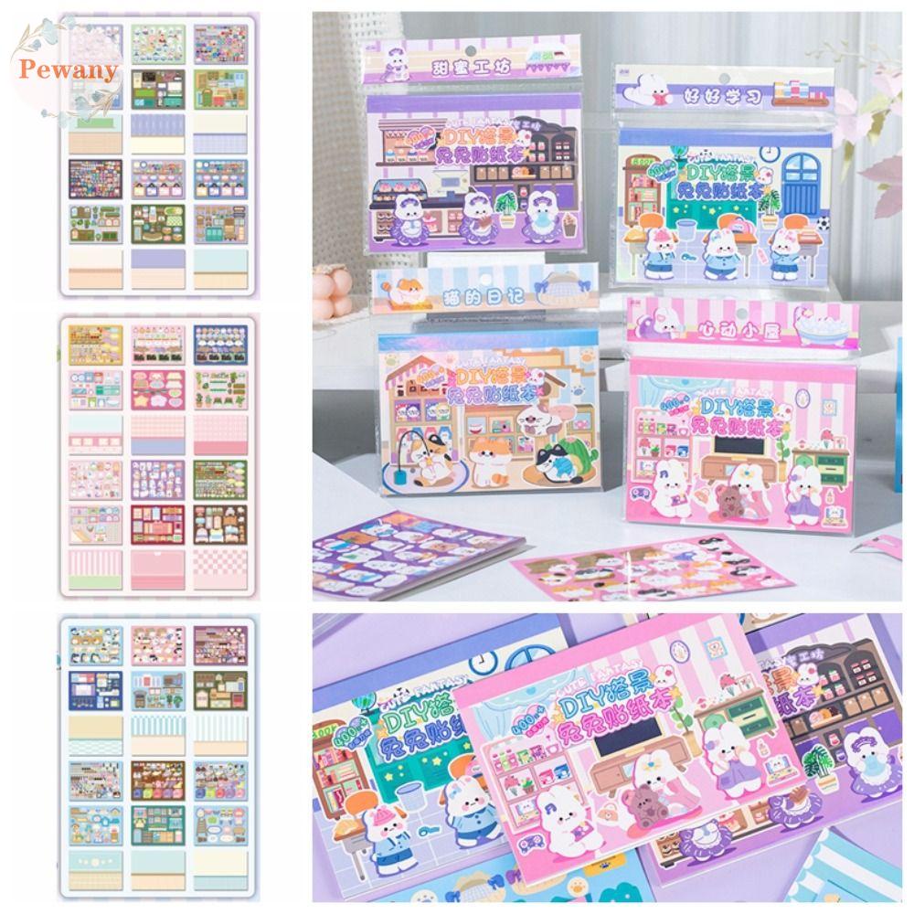 PEWANY Bộ Sticker Dán Sổ Tay Hình Ngôi Làng Dễ Thương Dành Cho Trẻ Em DIY