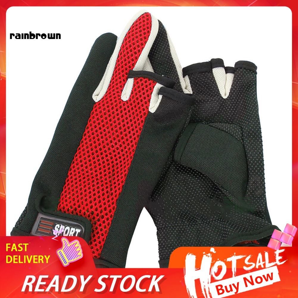 Găng Tay Lưới 3 Ngón Chống Trượt Tiện Dụng Khi Đi Xe Đạp / Câu Cá