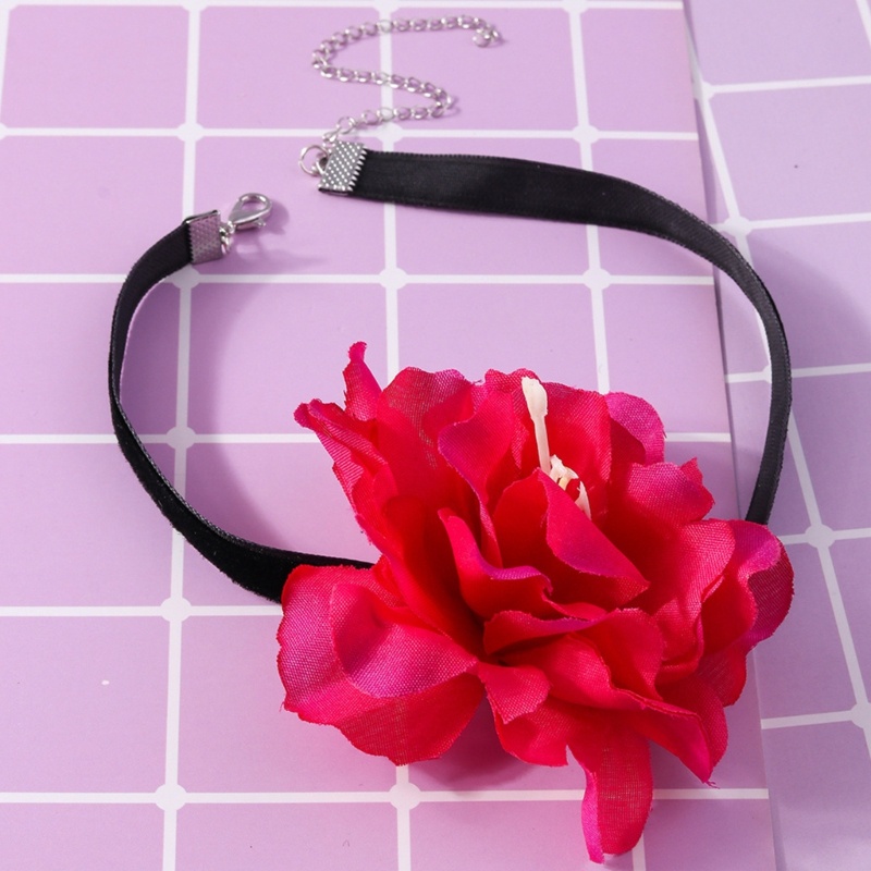 Vòng Cổ Choker Bằng Vải Họa Tiết Hoa Mẫu Đơn Cho Nữ