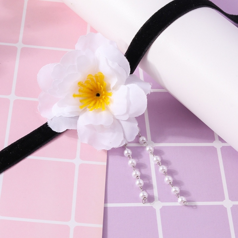 Vòng Cổ Choker Bằng Vải Họa Tiết Hoa Nhân Tạo Cho Nữ