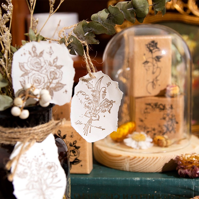 1 Con Dấu Bằng Cao Su Hình Hoa Phong Cách Vintage Trang Trí Sổ Tay