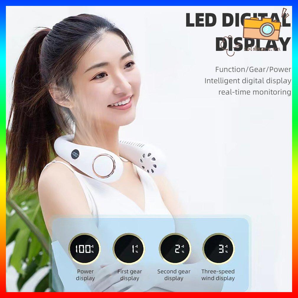 Quạt Treo Cổ Di Động Quạt Không Cánh Cá Nhân Đeo Cổ Quạt Không Lá Quạt Sạc USB Mini Vòng Cổ Quạt