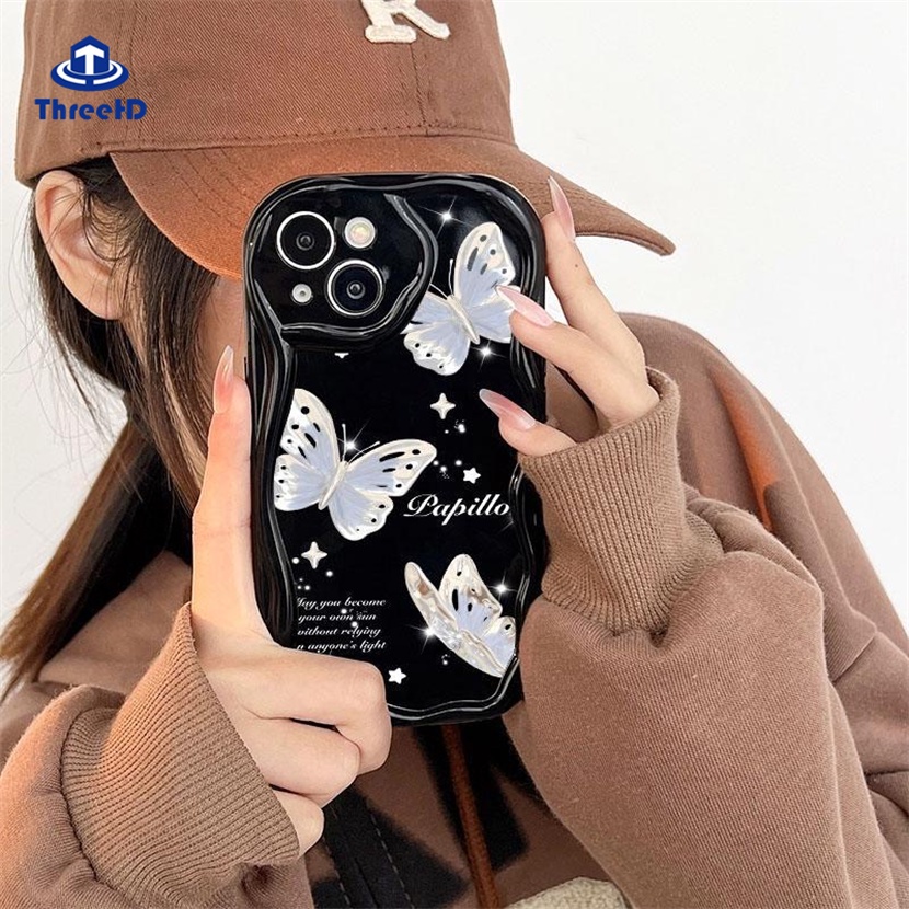 Ốp Điện Thoại Mềm Họa Tiết Bướm 3D Đơn Giản Cho iPhone 14 13 12 11 Pro Max SE2020 X XR Xs Max 7 8 6 6s Plus