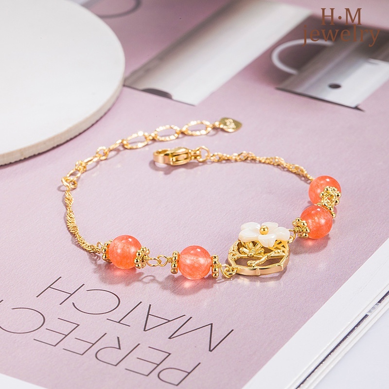 Vòng Tay Mã Não Đính Hoa Phong Cách Cổ Điển Sang Trọng