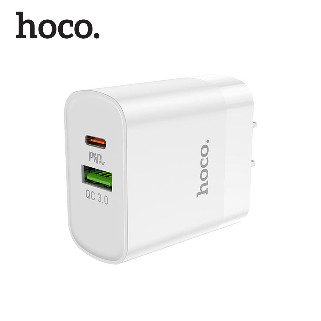 Củ sạc nhanh Hoco C80 plus tích hợp 2 cổng sạc USB và Type-C hỗ trợ sạc nhanh 3.0 và PD20W cho tốc độ cao Linkeetech