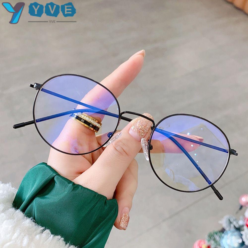 YVE Kính Bảo Vệ Mắt Gọng Tròn Bằng Kim Loại Siêu Nhẹ Chống Ánh Sáng Xanh Phong Cách Vintage