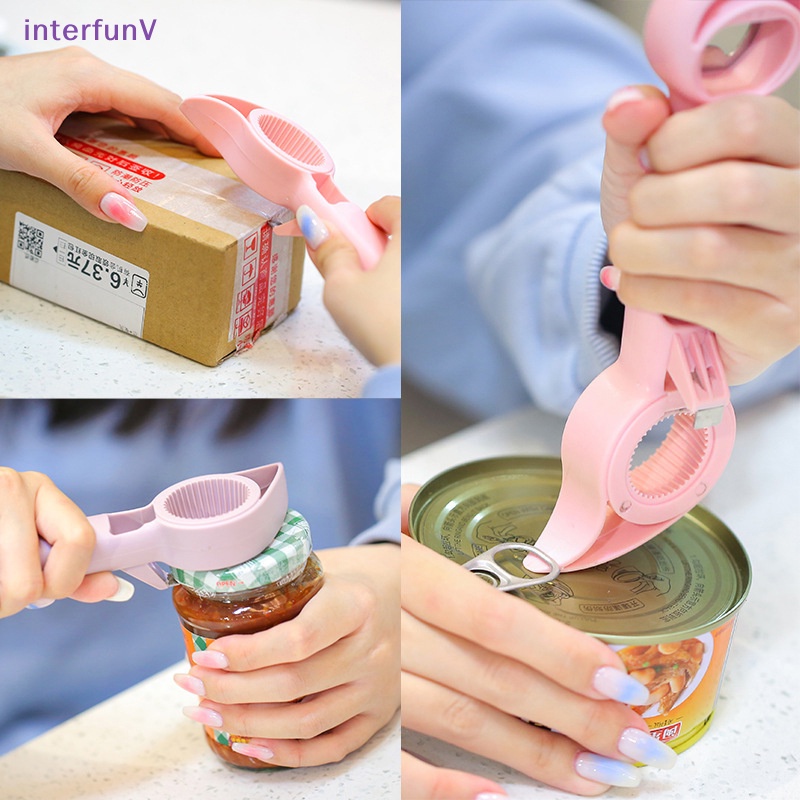 Dụng Cụ Mở Nắp Chai / Lon Bia 4 Trong 1 Bằng Thép Không Gỉ