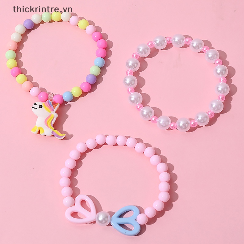 Set 3 Vòng Tay Chuỗi Hạt Nhiều Màu Sắc Dễ Thương Cho Bé Gái