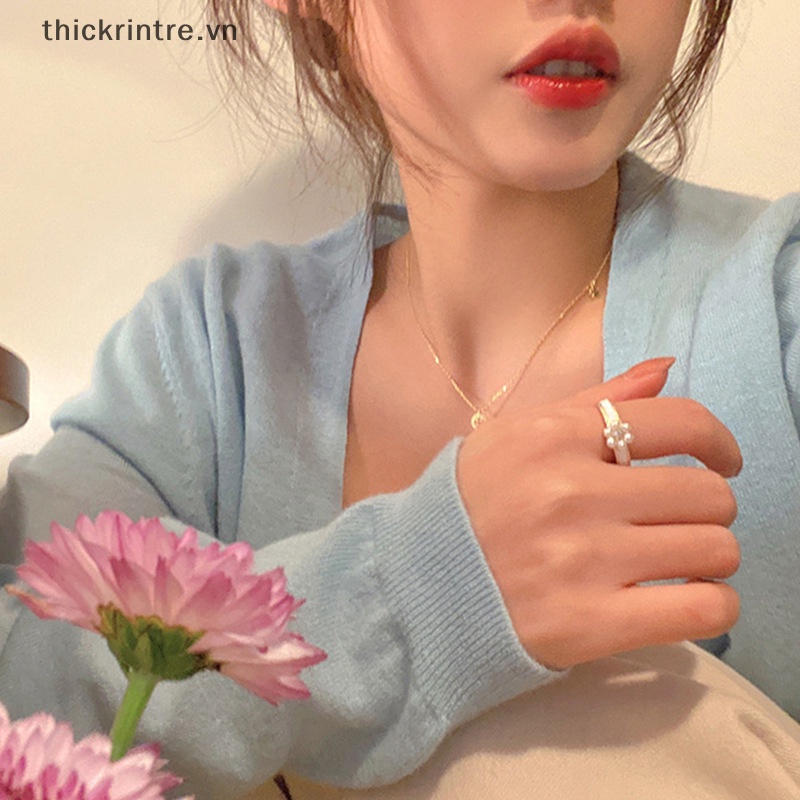 Nhẫn Hở Hình Hoa Đính Ngọc Trai Thời Trang Ngọt Ngào Có Thể Điều Chỉnh Cho Nữ