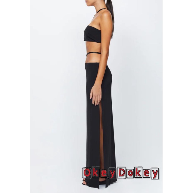 Set Đồ Mùa Hè 2 Món Gồm Áo Ống Màu Trơn Và Chân Váy Dài Xẻ Tà Lưng Cao Cho Nữ