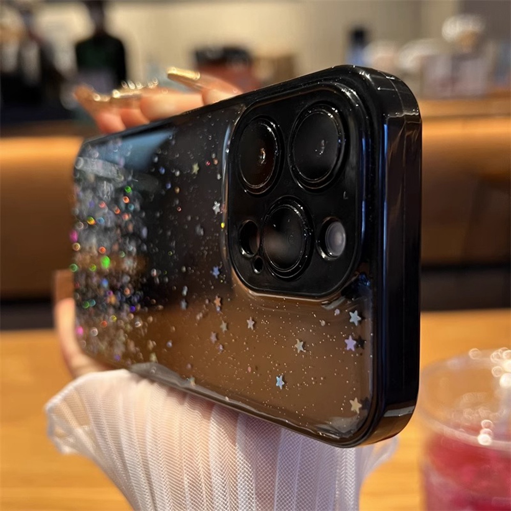 Ốp Điện Thoại Mềm Trong Suốt In Hình Bầu Trời Sao Màu Gradient Cho iPhone 11 Pro 12 13 14 Pro Max 14 Plus Xs Max Xr 7 + 8