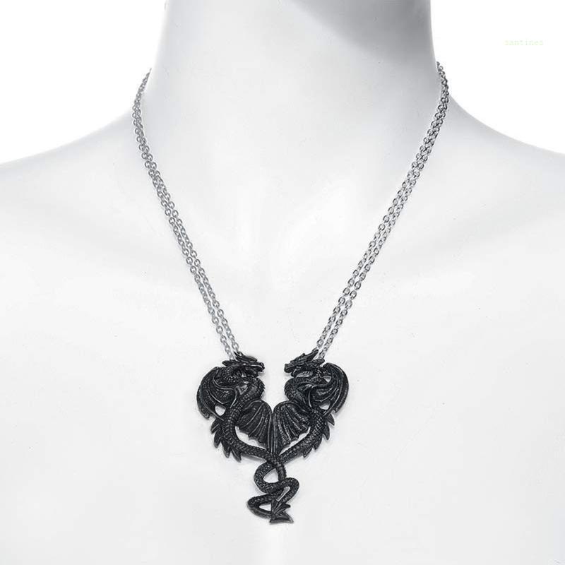 Set 2 Vòng cổ Mặt Hình Rồng Độc Đáo Cho Cặp Đôi