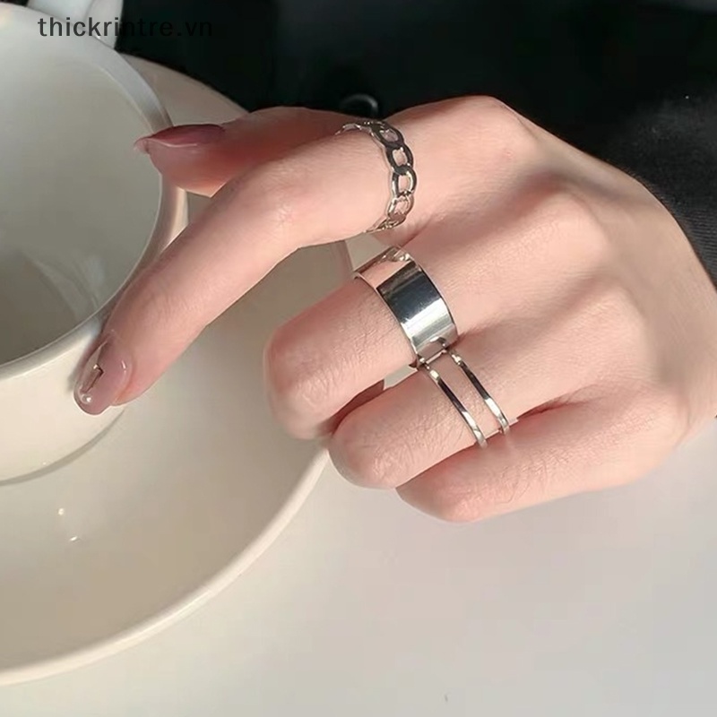 Bộ Nhẫn Hở Bằng Hợp Kim Phong Cách Hàn Quốc Dành Cho Nữ
