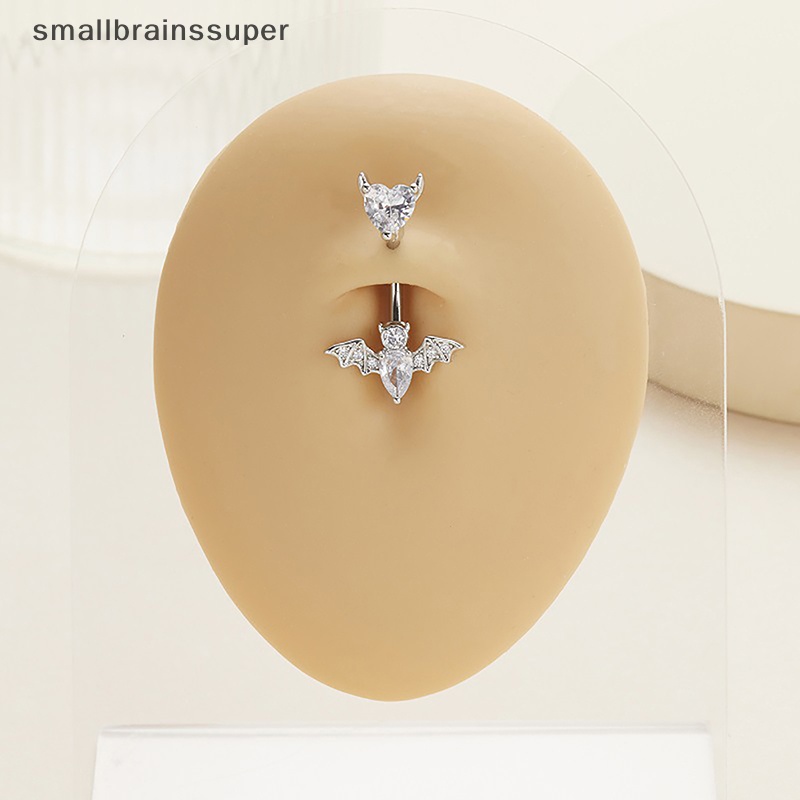 Khuyên Rốn Bằng Thép Không Gỉ Đính Đá Zircon Màu Bạc Hình Dơi Thời Trang Cho Nữ SBS