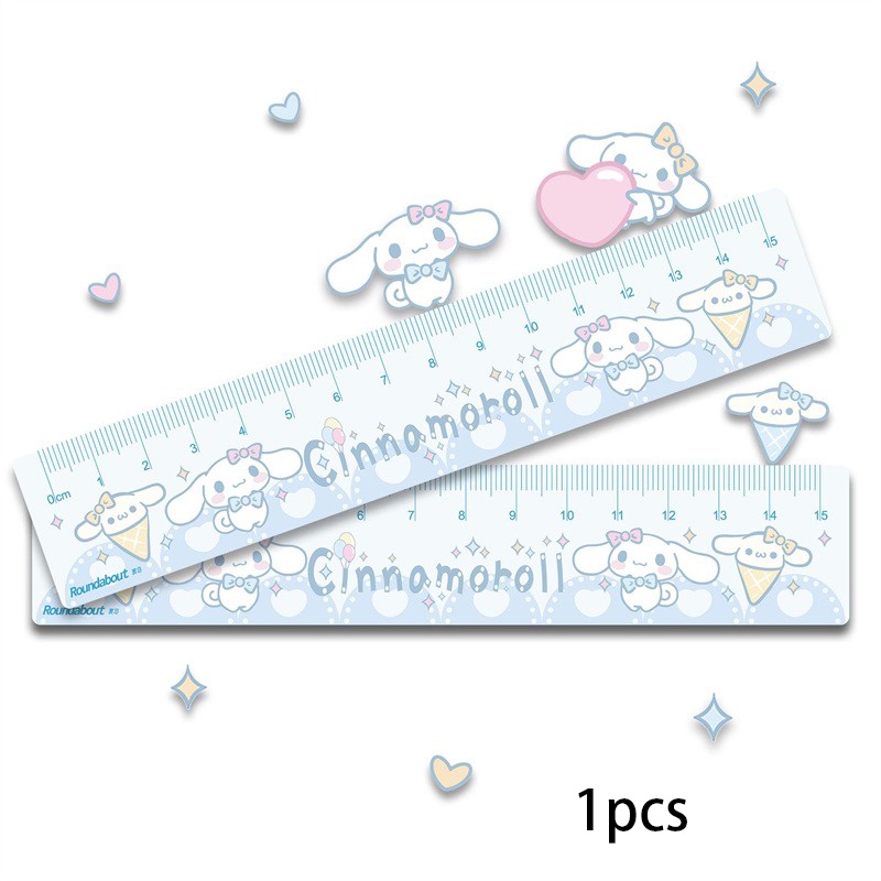Thước Đo Hai Lớp Acrylic Trong Suốt Họa Tiết Sanrio Dễ Thương 15CM