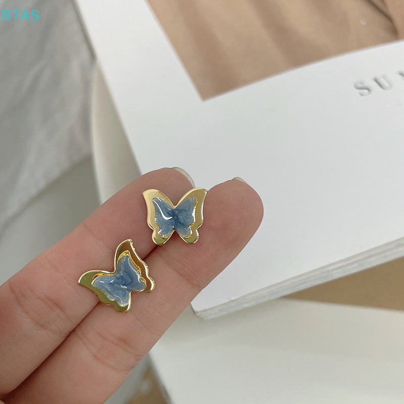 Bông Tai Hai Lớp Hình Bướm Đơn Giản Thời Trang