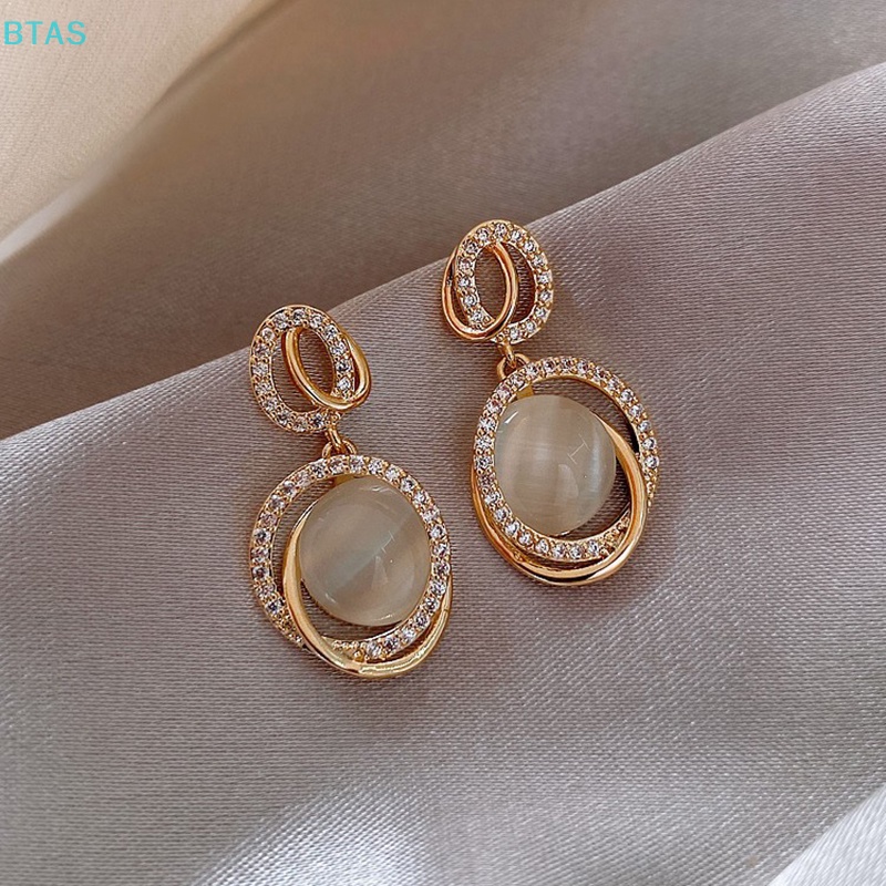 Bông Tai Đính Đá Opal Thời Trang Cho Nữ