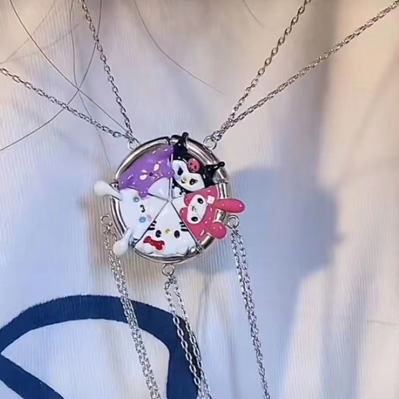 Vòng cổ Nam Châm Dòng Hoạt Hình Kuromi Baku Melody Jade Dog KT Pizza Tối Giản Cá Nhân Hóa