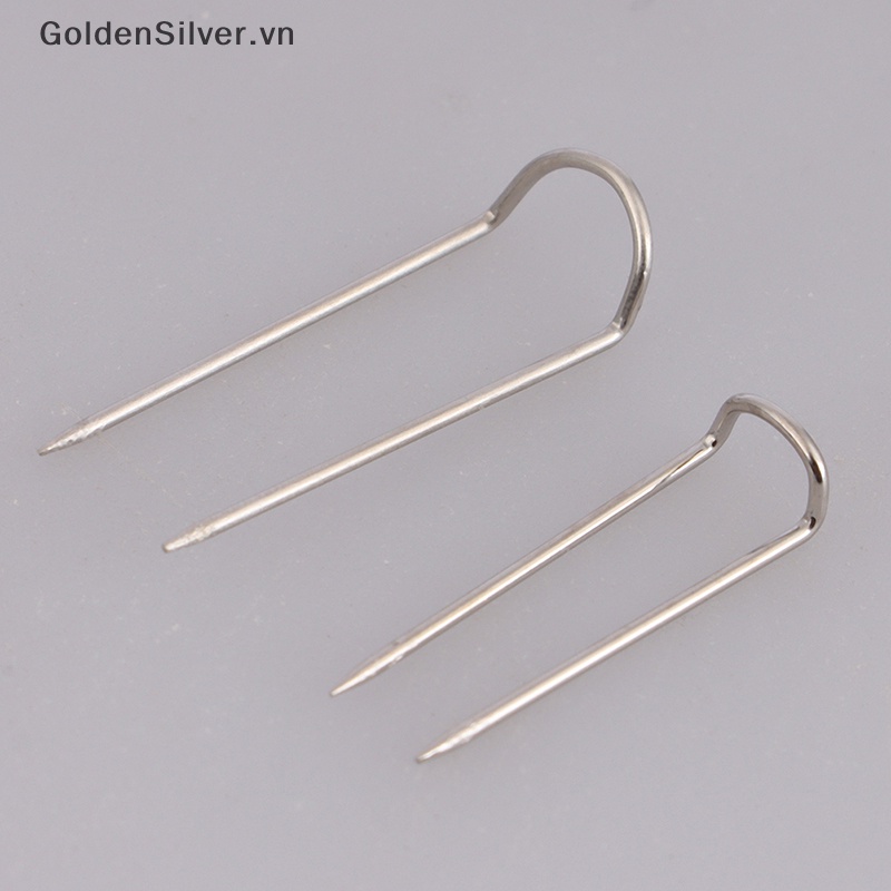 Set 50 Ghim Cài Áo Chữ U Bằng Kim Loại Màu Bạc / Vàng Dùng Trưng Bày Trang Sức