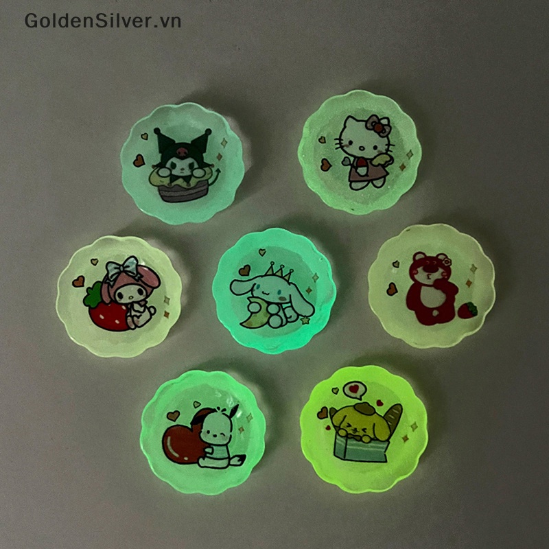 Set 10 Mô Hình Đĩa Sanrios Mini Bằng Resin Màu Vàng Kim Dùng Để Trang Trí Ốp Điện Thoại DIY