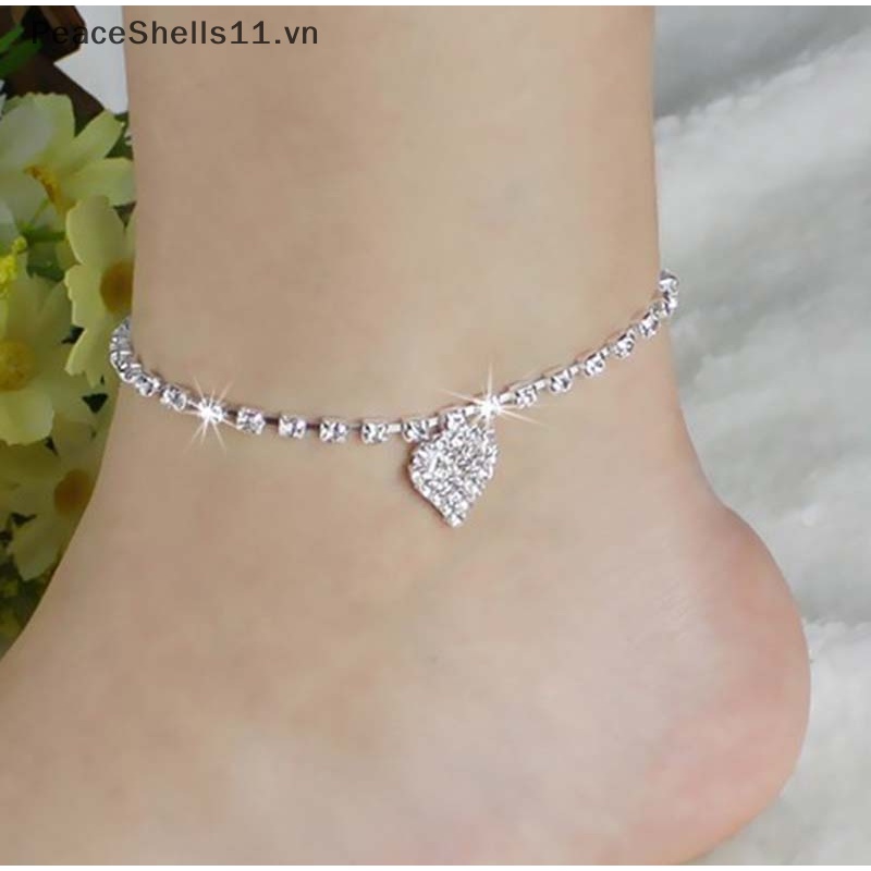 Lắc Chân Đính Đá Pha Lê Hình Trái Tim Thời Trang Mới Cho Nữ