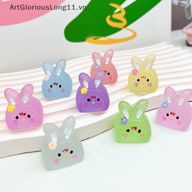 Set 5 Mô Hình Thỏ Dạ Quang Mini Bằng Nhựa Resin Trang Trí Tiểu Cảnh / Xe Hơi