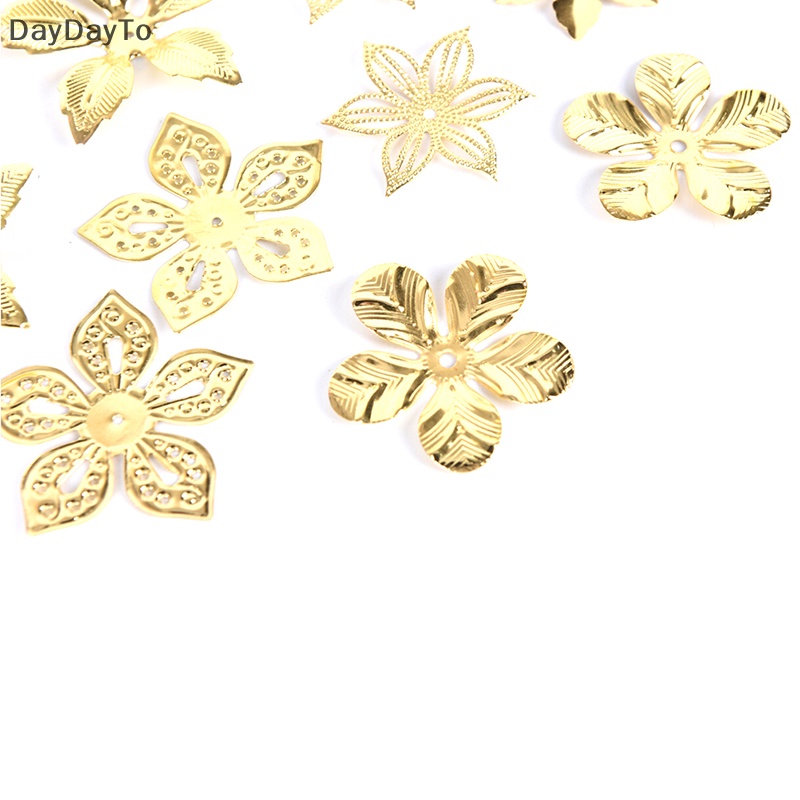 Bộ 50 Miếng Kim Loại Hình Hoa Vintage Dùng Làm Trang Sức DIY
