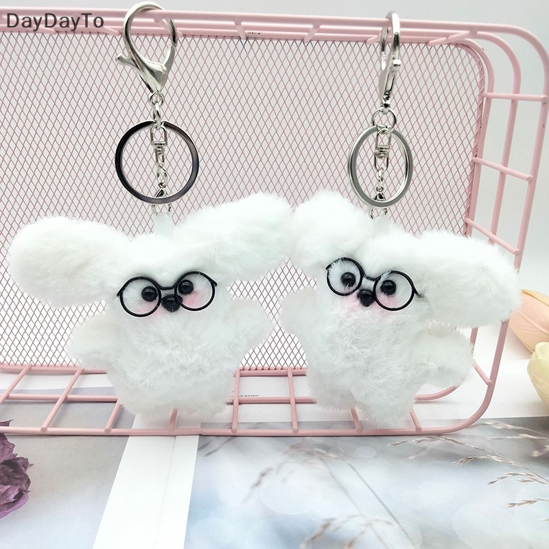 Thỏ Nhồi Bông Mềm 9cm Đeo Kính Mắt Trang Trí Xe Hơi