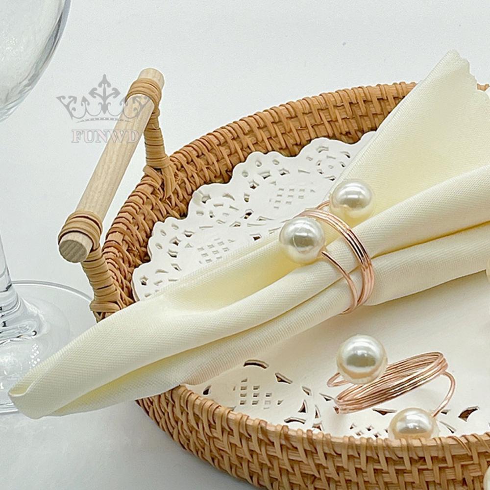 Set 24 Vòng Giữ Khăn Ăn Đính Ngọc Trai Trang Trí Bàn Tiệc Cưới