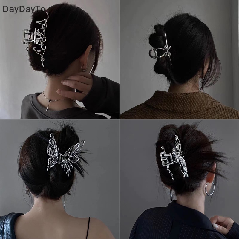 Kẹp Tóc Bướm Kim Loại Màu Bạc Thời Trang Dành Cho Nữ