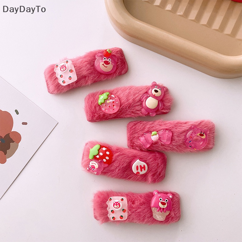 Kẹp Tóc Hình Chú Gấu / Dâu Tây Phủ Lông Dễ Thương Thời Trang Cho Bé Gái