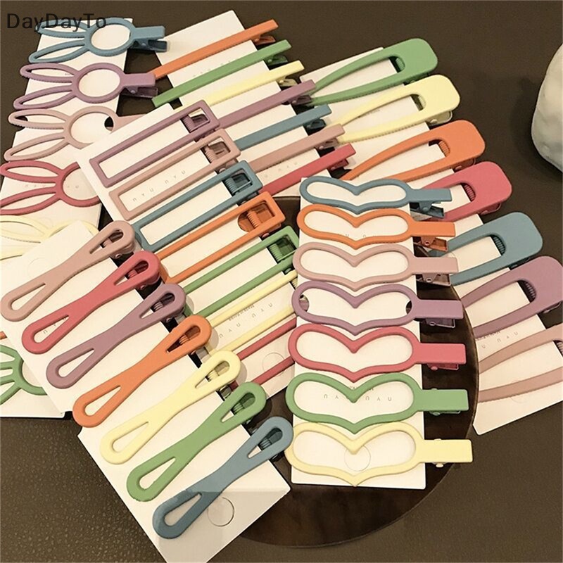 Bộ 7 Kẹp Tóc Hình Thỏ / Vuông / Trái Tim Nhiều Màu Sắc Dễ Thương Cho Nữ