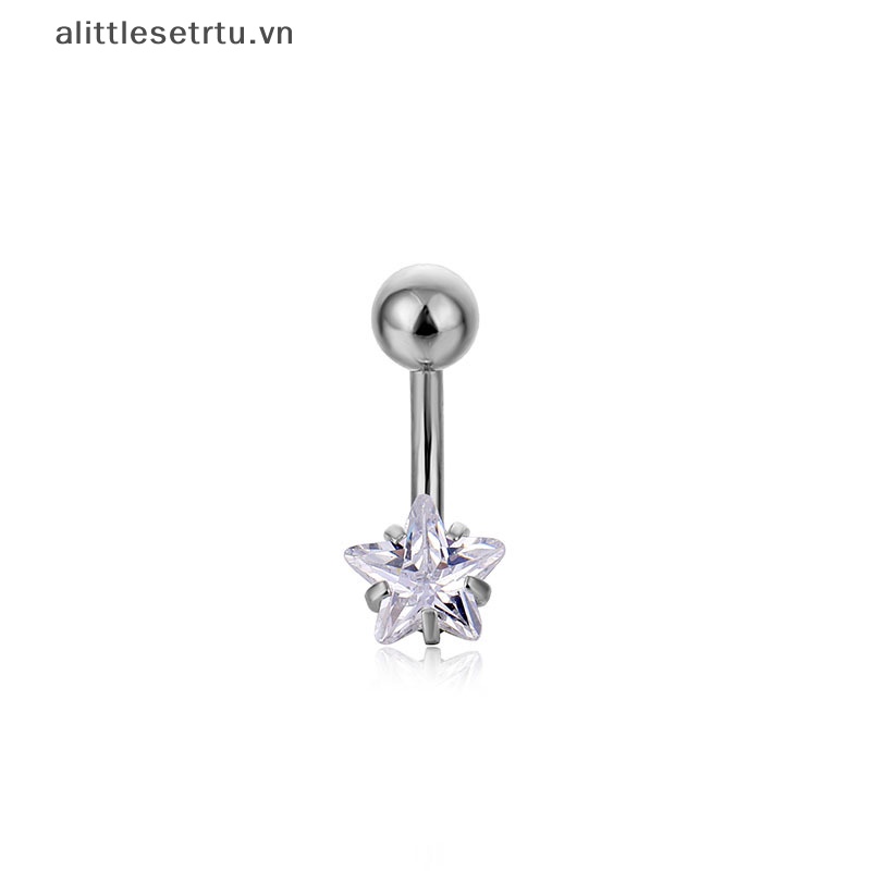 Khuyên Rốn Bằng Thép Không Gỉ Đính Đá Vuông Sang Trọng