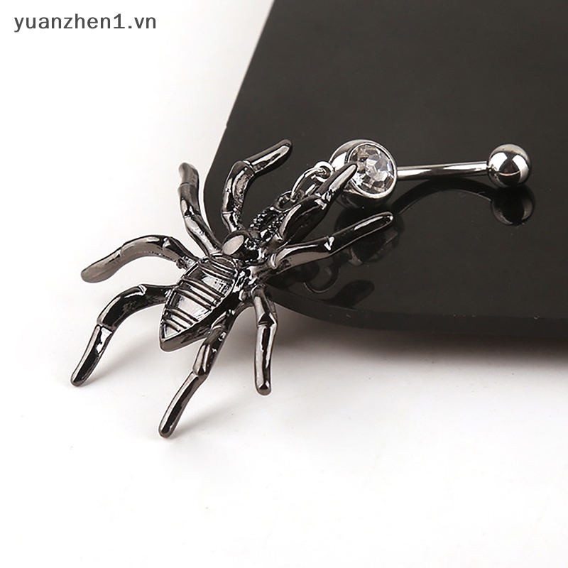 Khuyên Rốn Bằng Thép Không Gỉ Hình Nhện Đính Đá Thời Trang Cho Nữ