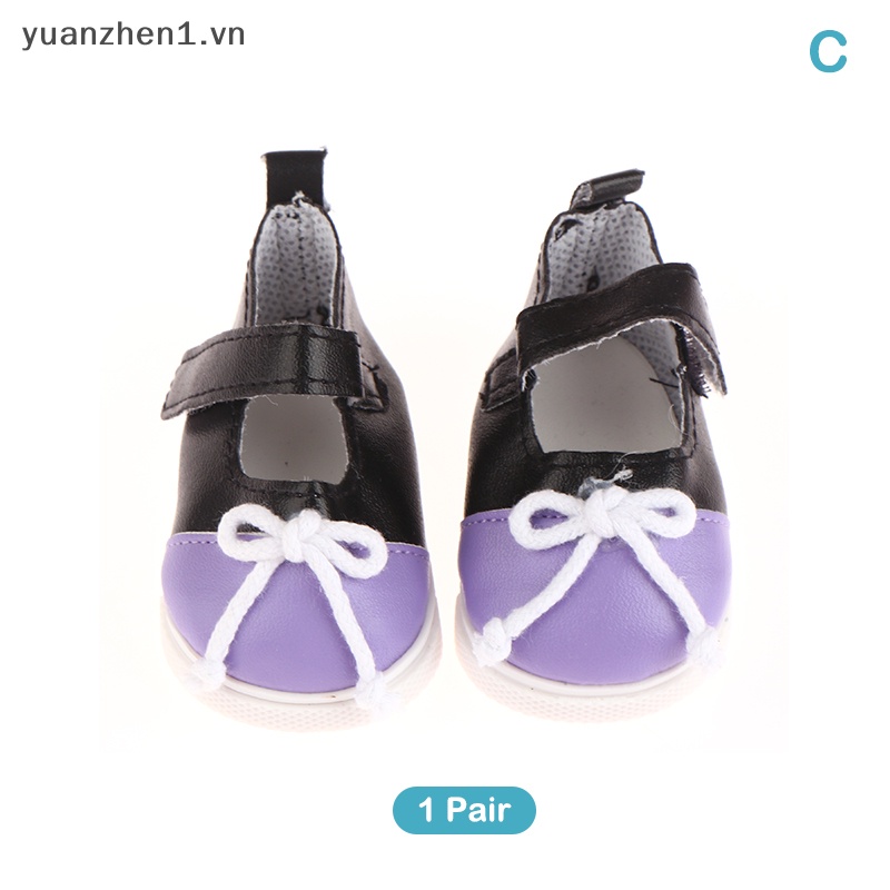 1 Đôi Giày Búp Bê Quai Dán Đính Nơ Xinh Xắn Cho Bé Gái 18inch