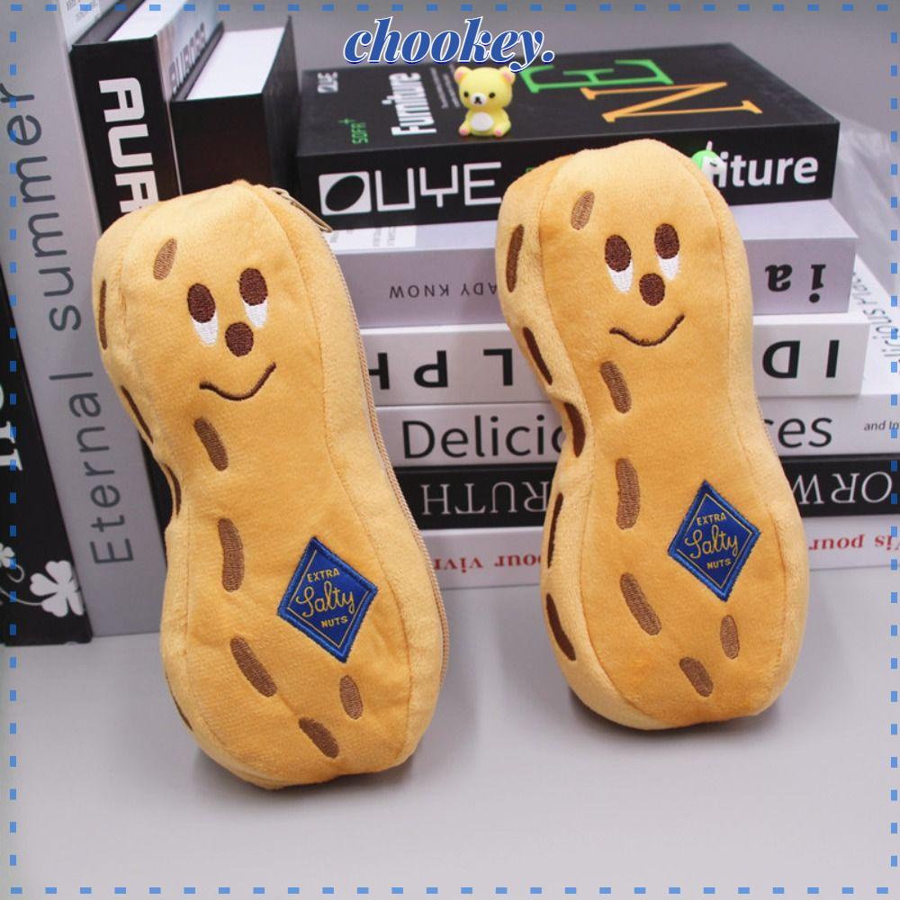 CHOOKEY Túi Đựng Bút Hình Hạt Đậu Phộng Bằng Lông Nhung Dễ Thương Xinh Xắn