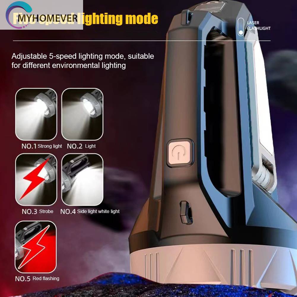 Đèn Pin 5 Chế Độ LED COB 2400mAh Năng Lượng Mặt Trời Có Thể Sạc Lại Bằng Cổng USB