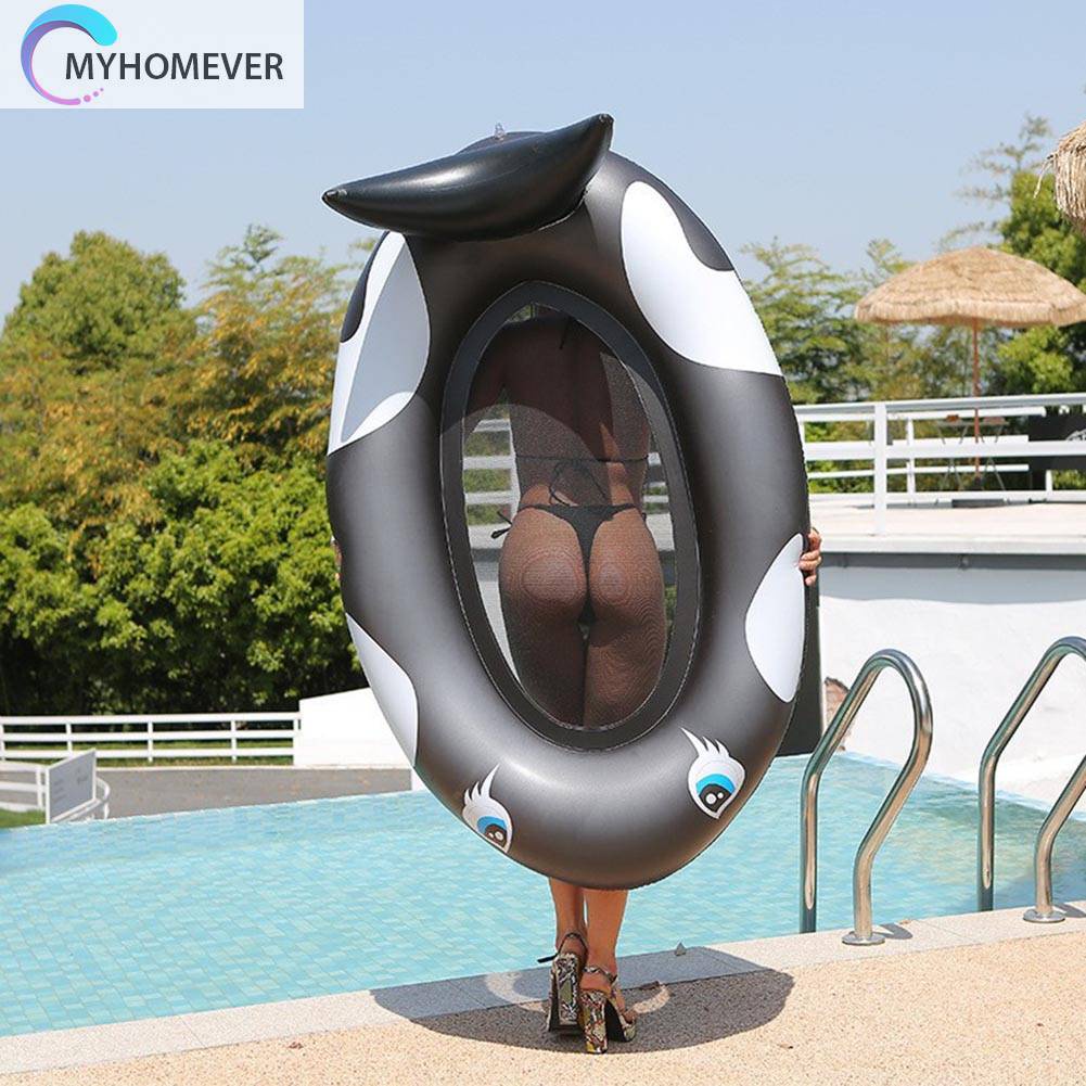 Phao Bơi Bơm Hơi Hình Cá Voi Màu Đen Bằng PVC Dành Cho Người Lớn