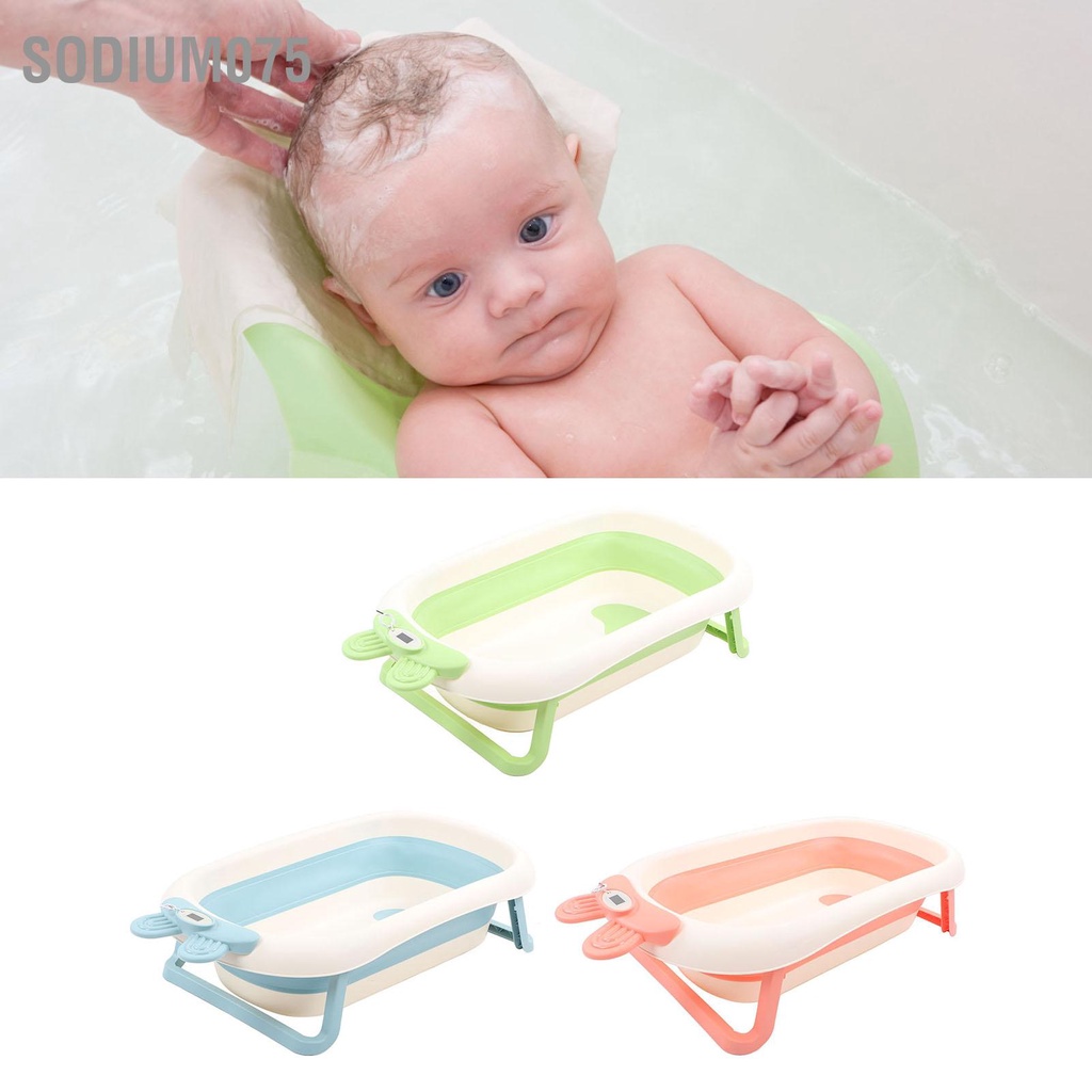 Sodium075 Bồn tắm cho bé có thể thu gọn Lỗ thoát nước Hình chú thỏ trẻ sơ sinh Du lịch cỡ lớn