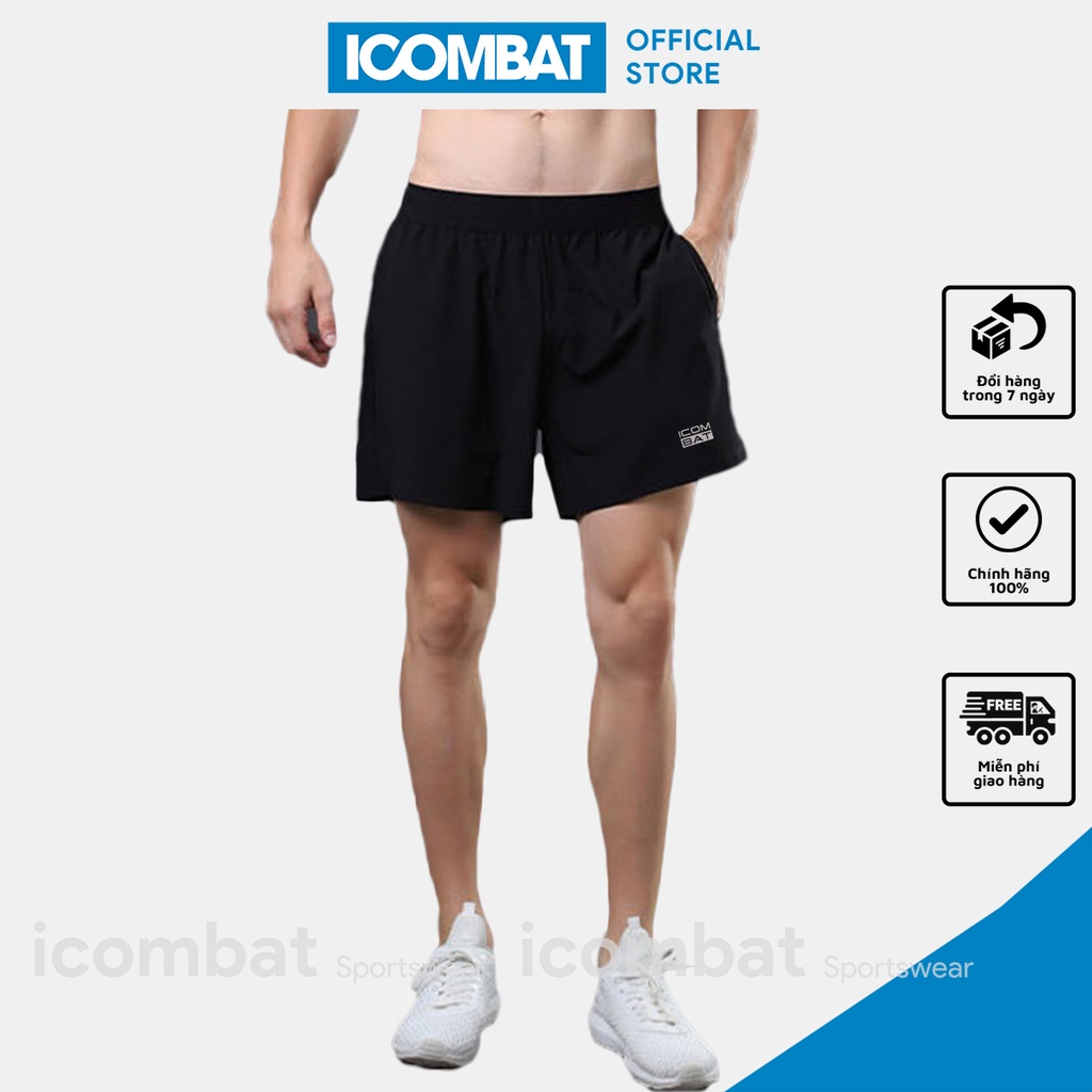 Quần short nam thể thao ICOMBAT Short đùi bản to lưng thun ngắn - Tập Gym Chạy Bộ Bơi Yoga - S05