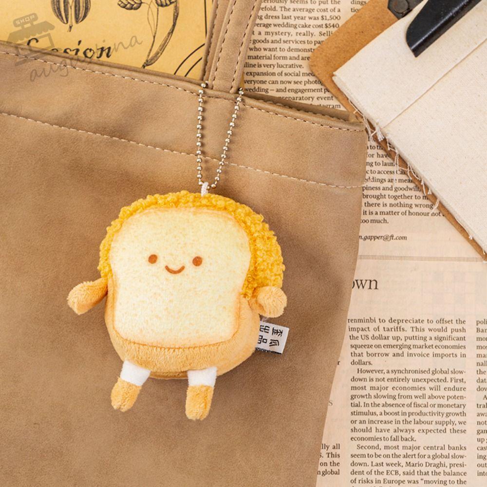 AUGUSTINA Móc Khóa Hình Bánh Mì Nhồi Bông Sáng Tạo Charms
