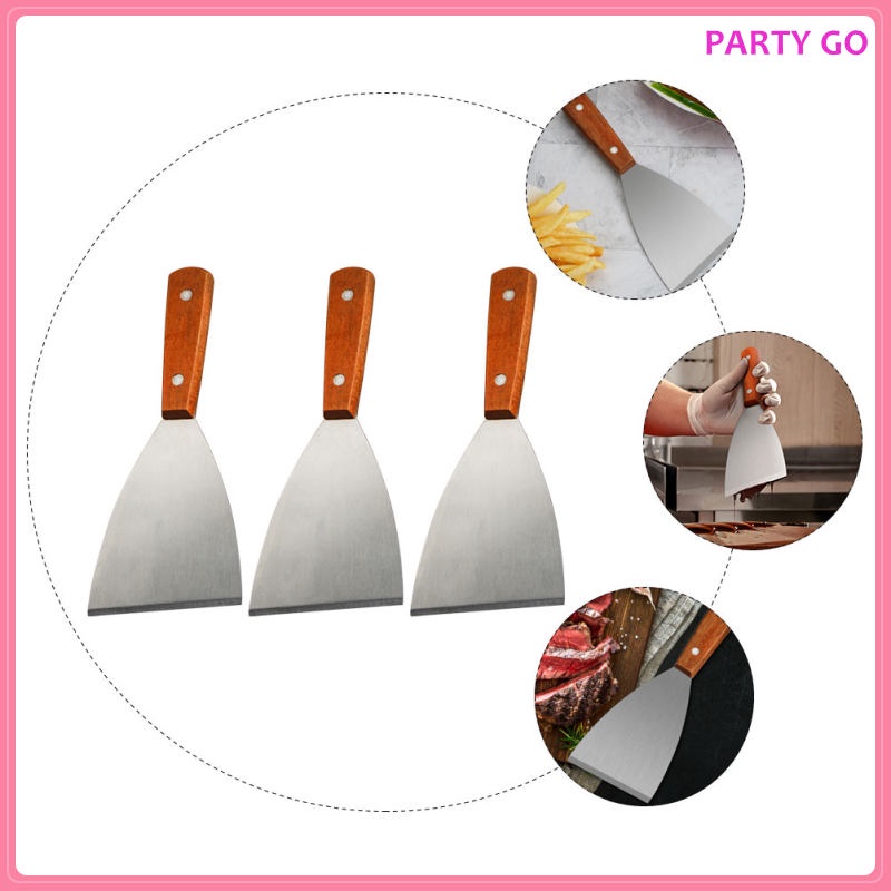 Set 3 Vỉ Nướng Bánh Kếp Bằng Thép Không Gỉ Tay Cầm Bằng Gỗ