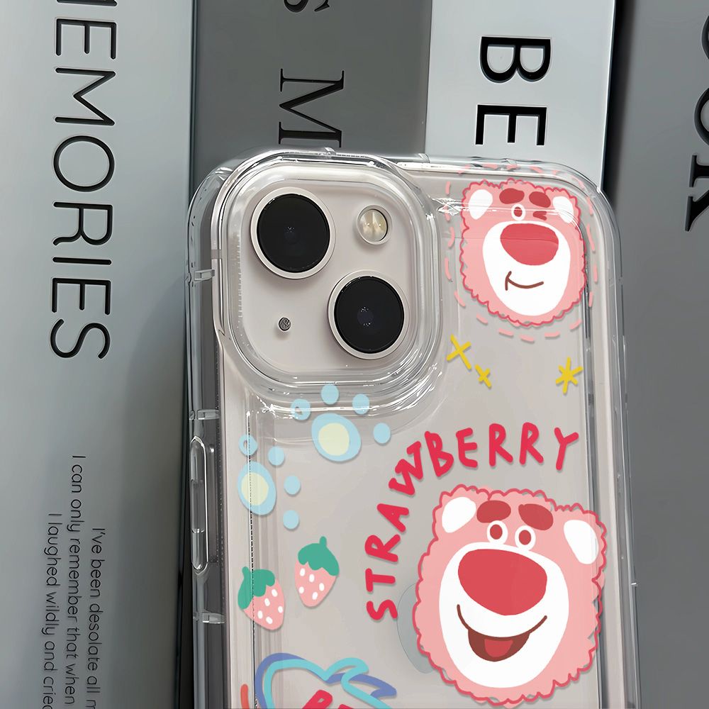 Ốp lưng iphone Điện Thoại Strawberry Bear Doodle túi khí chống sốc bảo vệ máy ảnh Silicone Cho Iphone 6 / 6S / 6splus / se / 7 / 7plus / 8 / 8plus / X / xs / xsmax / 11 / 12 / 13 / 14 / Plus / Pro / Pro Max-745
